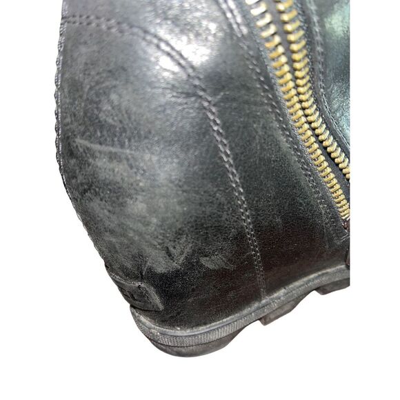 Sorel Women's Joan Of Arctic Wedge II Zip Black Leather Boots NL3364-010 Size 9 - Picture 2 of 7